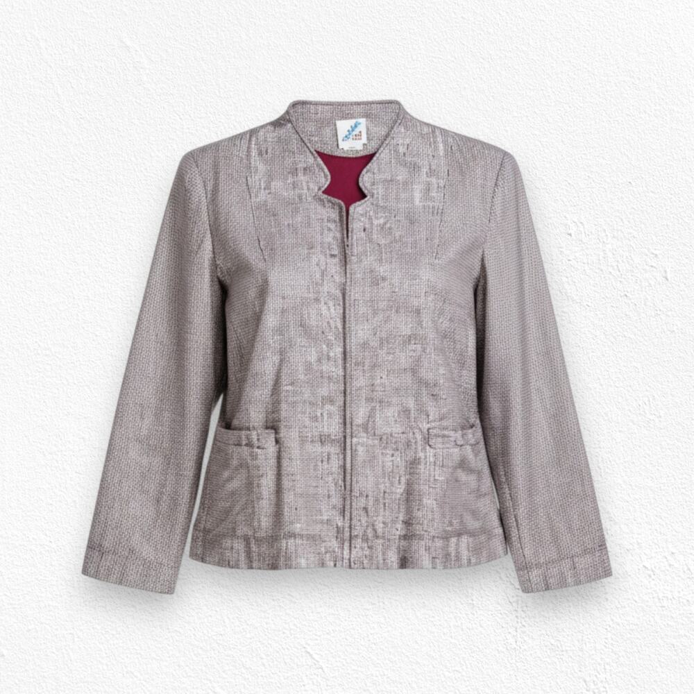 Vintage 1980s Gray Red Tweed Open Front Patch Pocket Classic Blazer Size XL